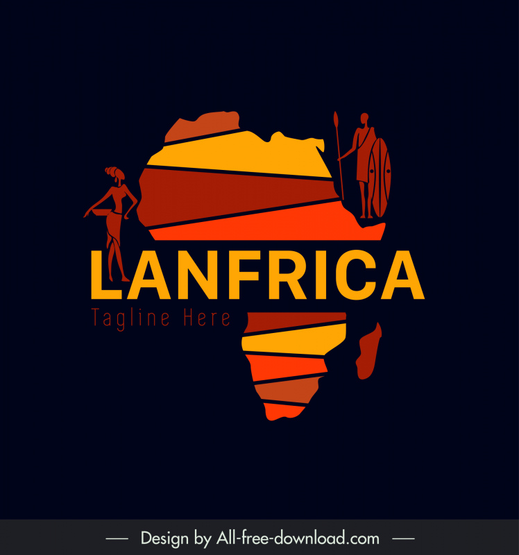 lanfricaicon sign template dark classic silhouette african map ethnic connection 
