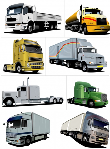 transportation vehicles icons colored modern 3d sketch
