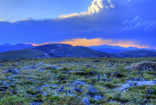 large clouds at dusk at rocky mountains national park colorado 
