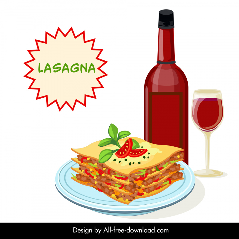 lasagna cuisine advertising banner elegant flat food drink design