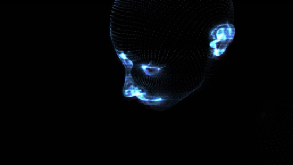laser effect illustrating 3d human face