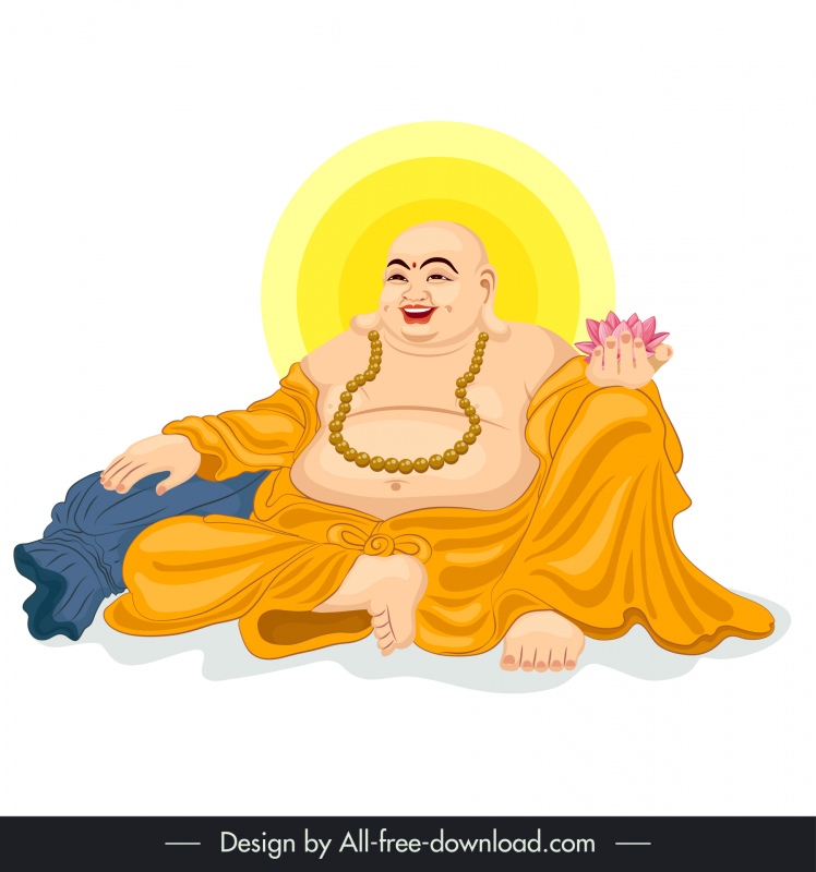 laughing buddha icon cartoon character design