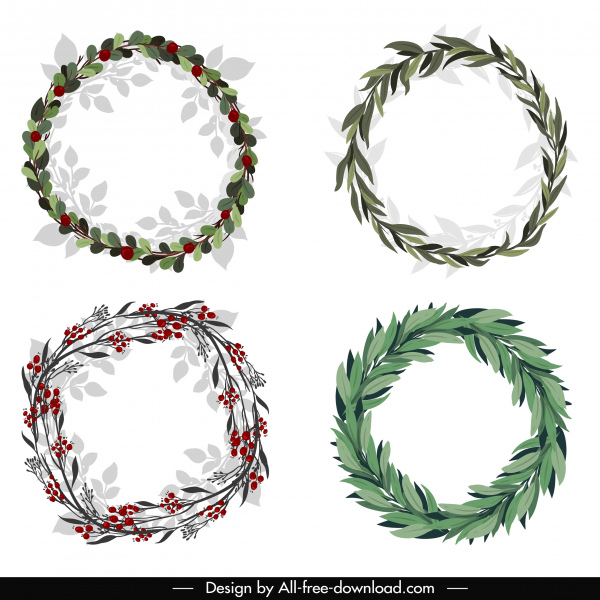 laurel wreath icons colored classical design