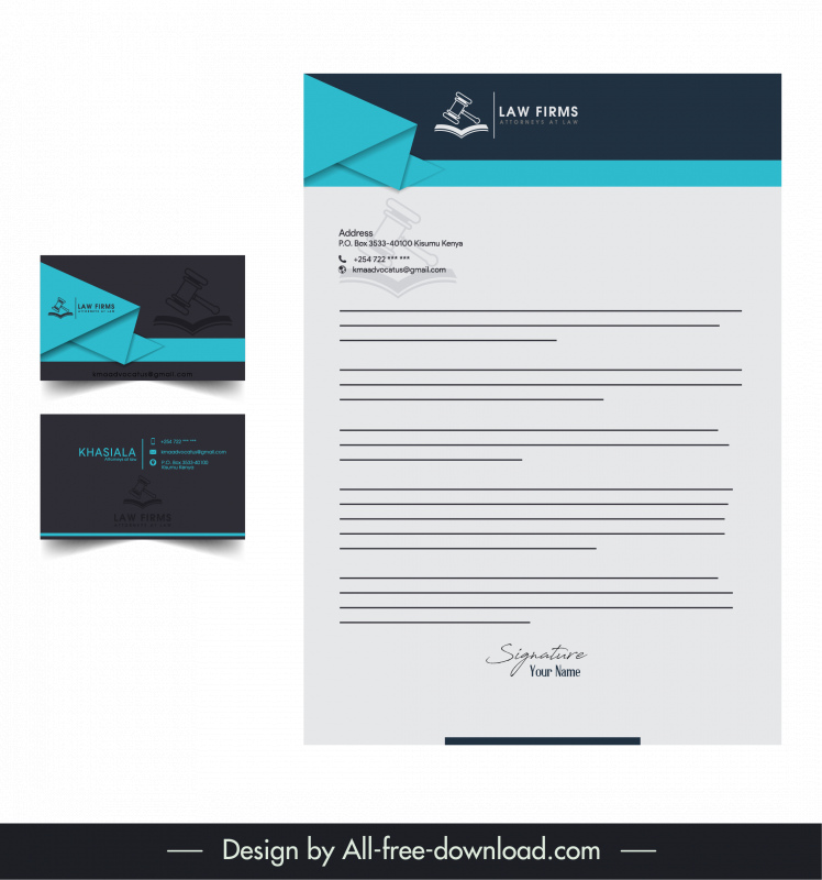 law films letter head business card template contrast elegant geometry   