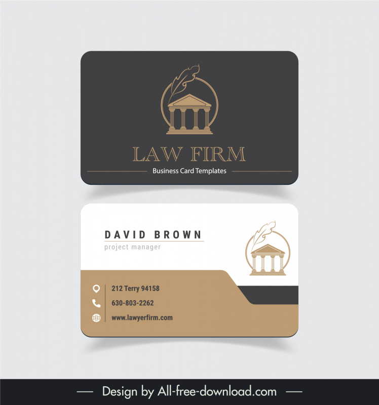 law firm business card template contrast classical architecture leaf decor