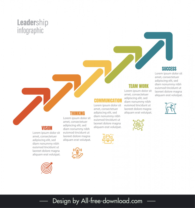leadership infographic template flat arrow chart