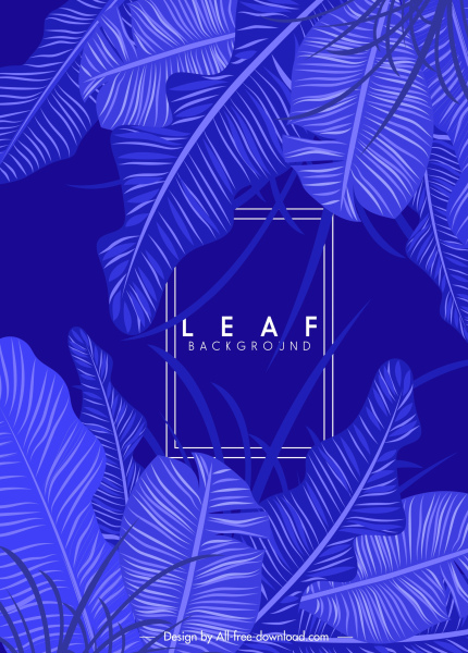 leaf monochrome background dark blue design