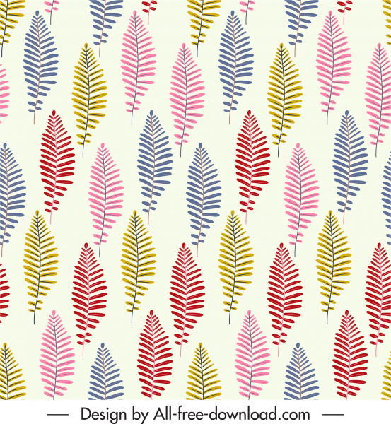 leaf pattern template colorful classic handdrawn flat repeating