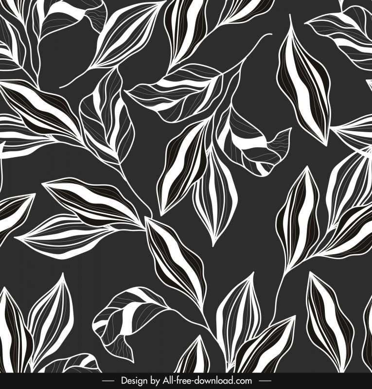 leaf pattern template flat dark handdrawn
