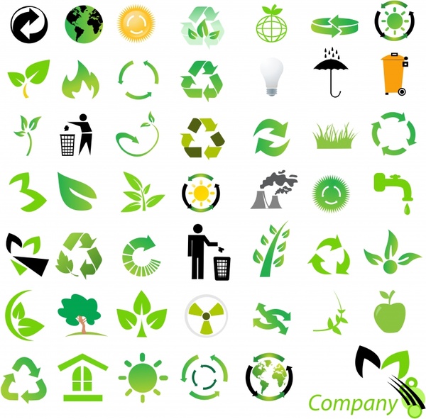 eco design elements green black symbols decor