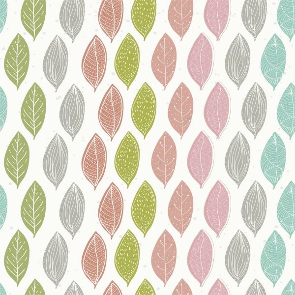 leaves background multicolored icons repeating design