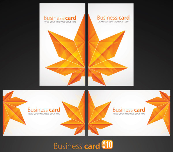 leaves business card vector