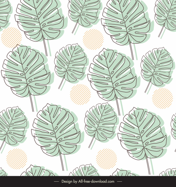 leaves pattern template flat classical handdrawn sketch 