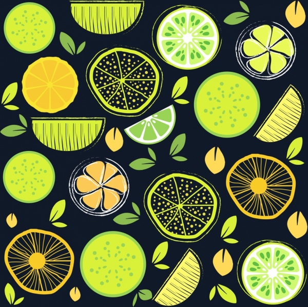 lemon background multicolored repeating flat decor handdrawn style 