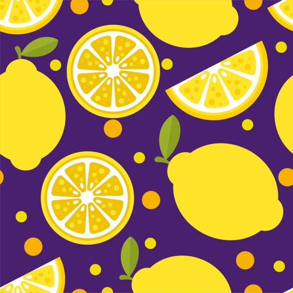 lemon background yellow slices icons repeating decor