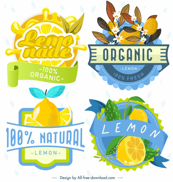 lemon label templates colorful classic design