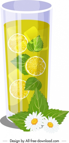 lemon mint juice icon glass icon modern design