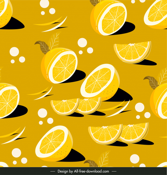 lemon pattern template bright classical handdrawn slices sketch
