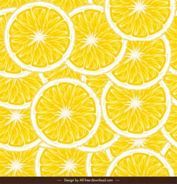 lemon slices pattern bright yellow flat circles decor