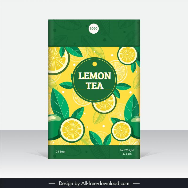 lemon tea packaging template flat elegance 