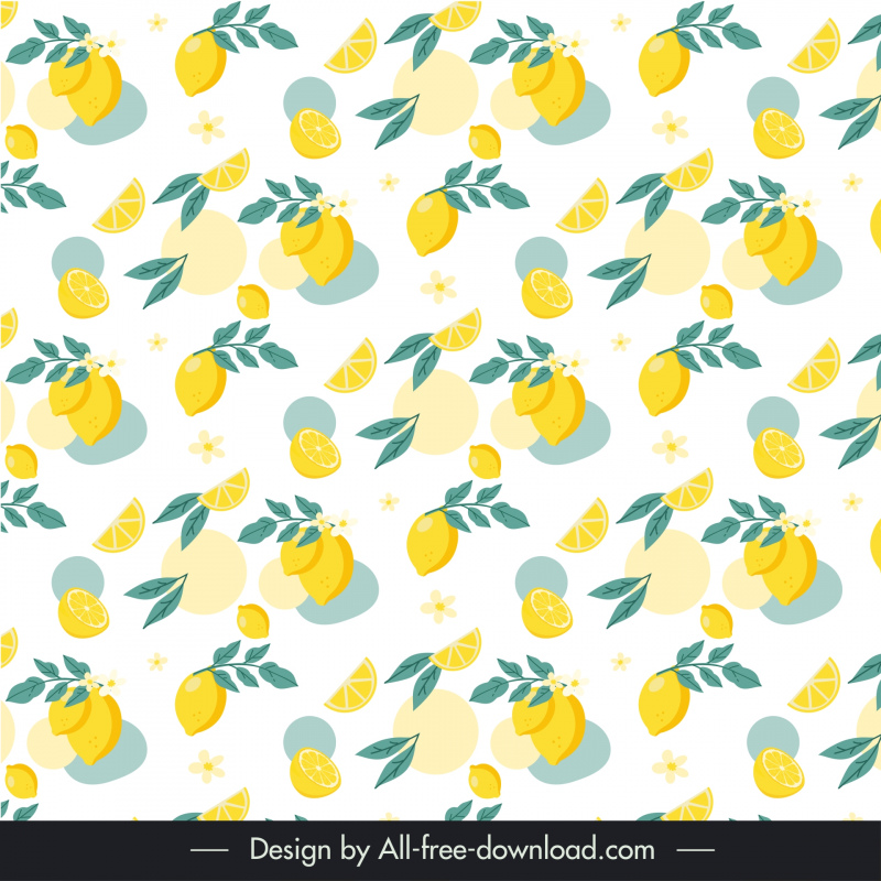 lemonade pattern template elegant lemon fruit leaves repeating