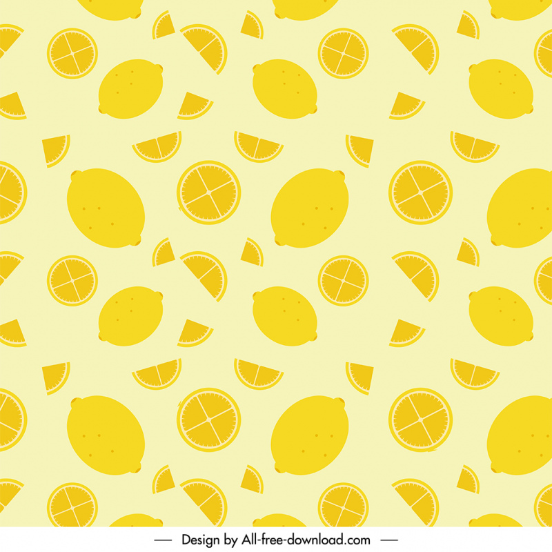 lemons pattern template bright flat repeating icons sketch