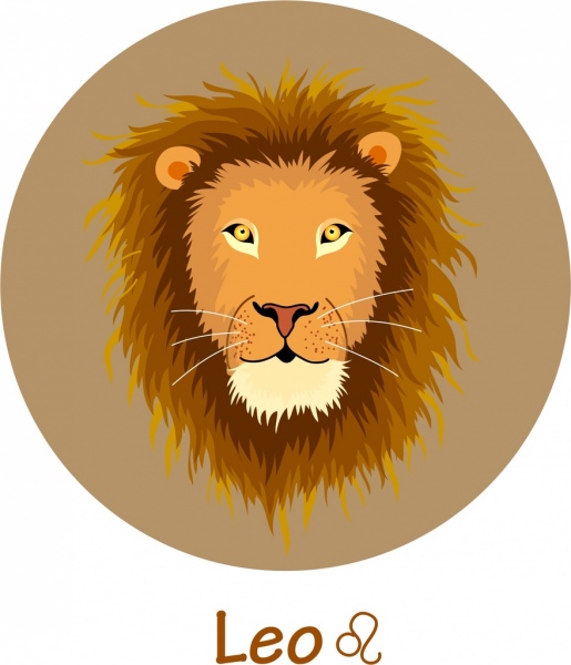 leo zodiac icon lion face decor circle layout