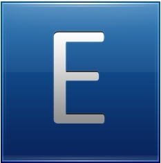 Letter E blue