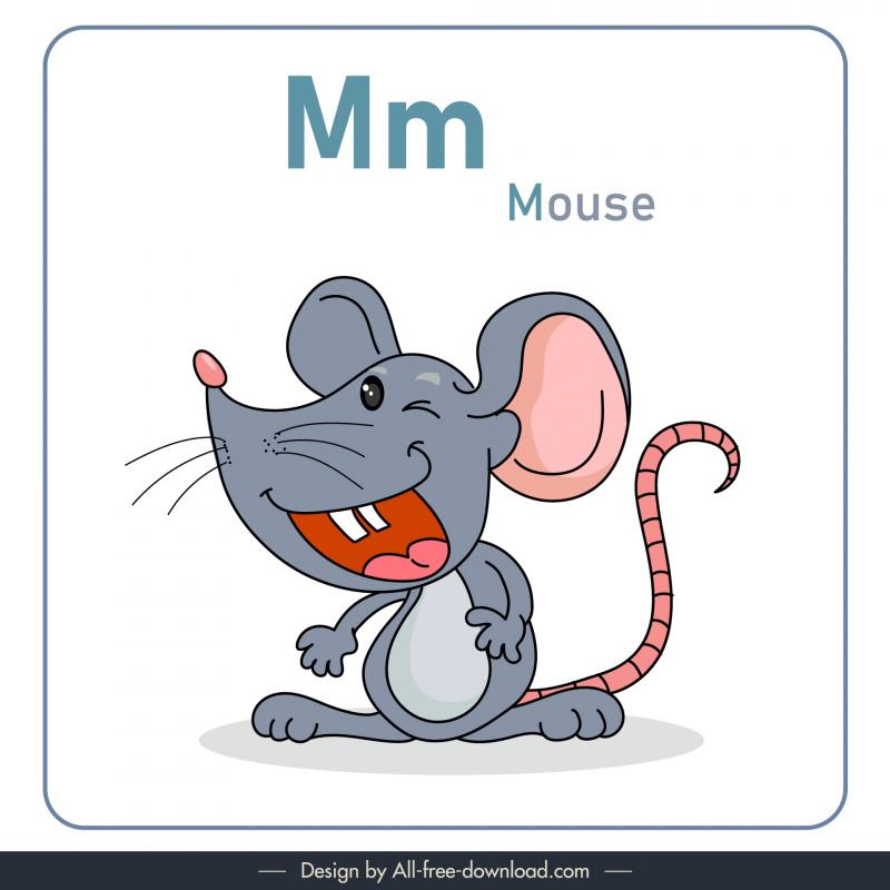 letter m alphabet design elements funny dynamic cartoon mouse 