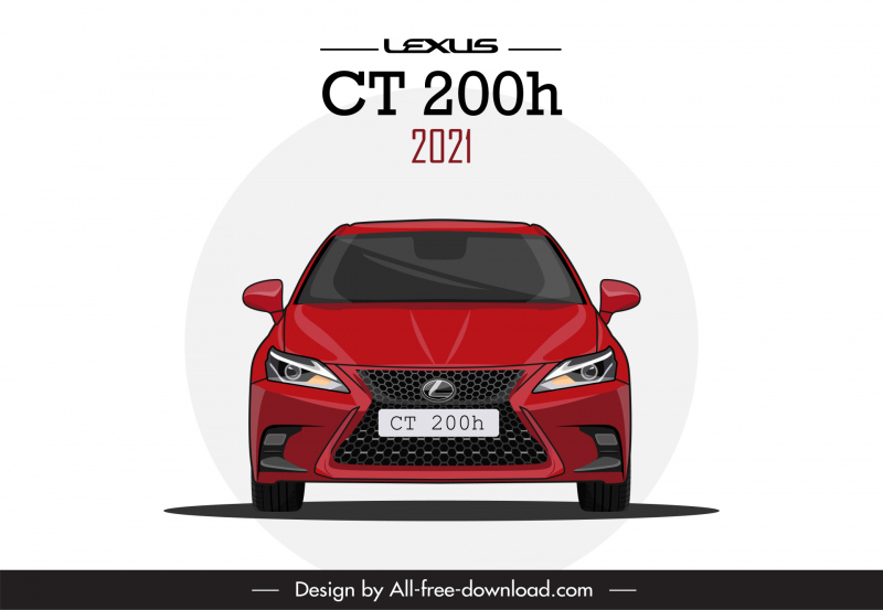 lexus ct 200h 2021 car model icon modern flat front view design 