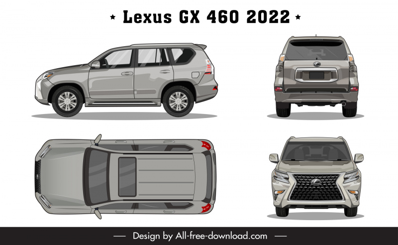lexus gx 460 2022 car model advertising template modern flat different views sketch 