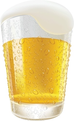 Lifelike Beer Glasses and Beer Bubbles Vector Graphic