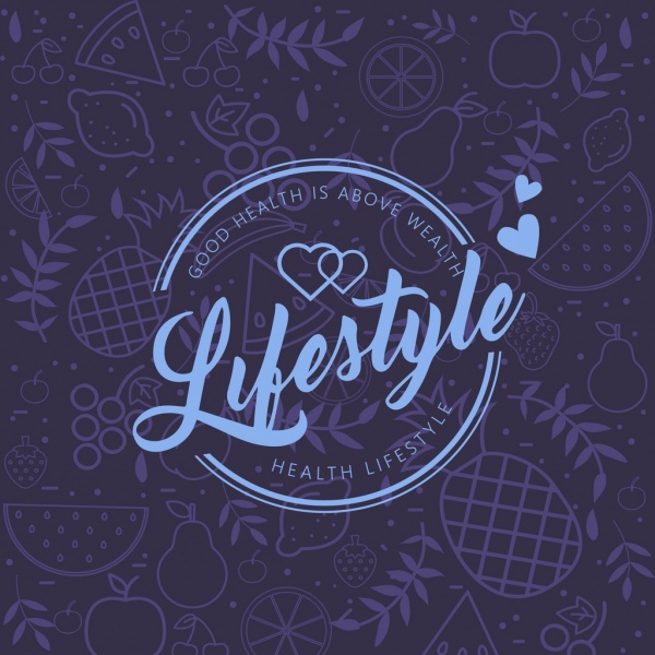 lifestyle background calligraphic decor flat fruit icons sketch