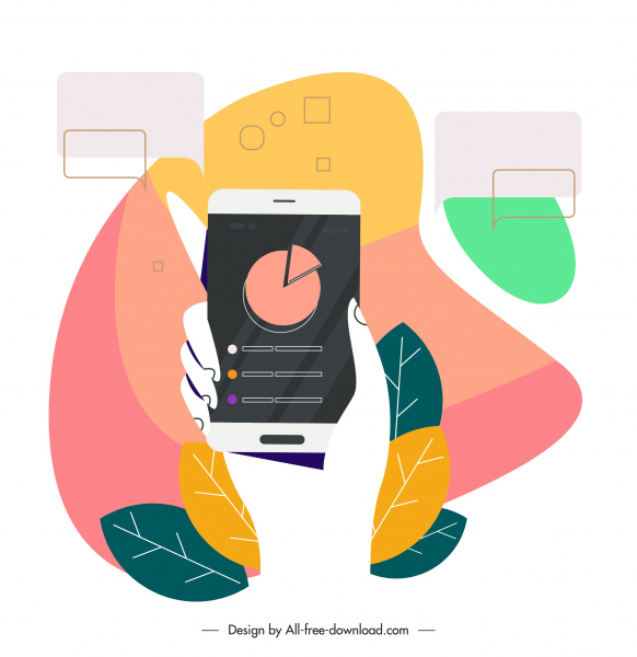 lifestyle background hand smartphone sketch colorful flat design