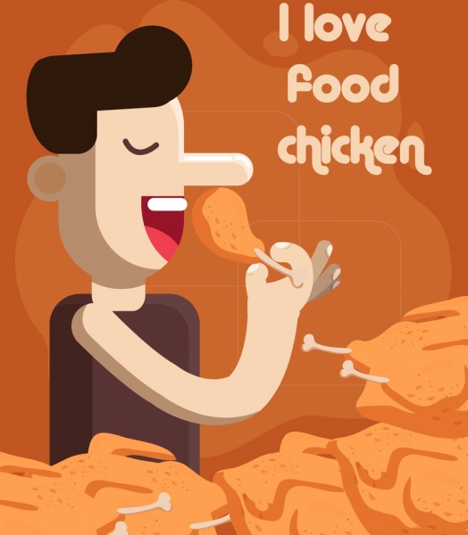 Lifestyle banner boy eating chicken icon cartoon design Vectors graphic art  designs in editable .ai .eps .svg .cdr format free and easy download  unlimit id:6838375