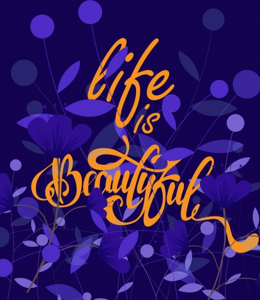lifestyle banner dark violet flowers icon calligraphic decor