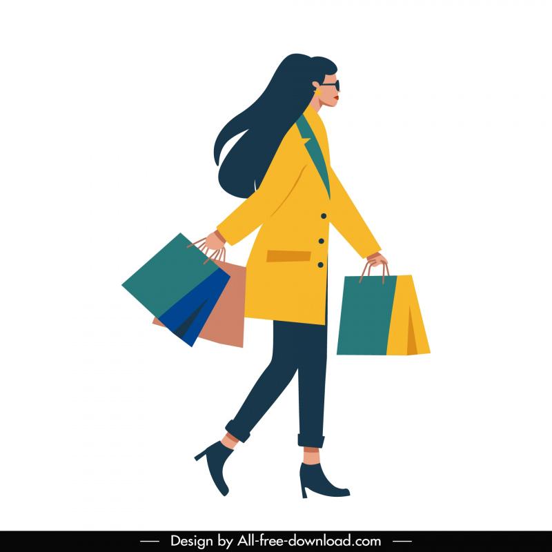 Lifestyle design element shopping woman cartoon Vectors images graphic ...