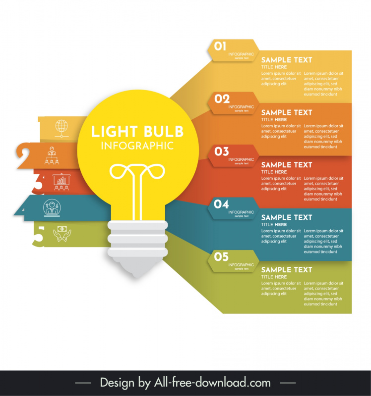 light bulb infographic template elegant horizontal bars