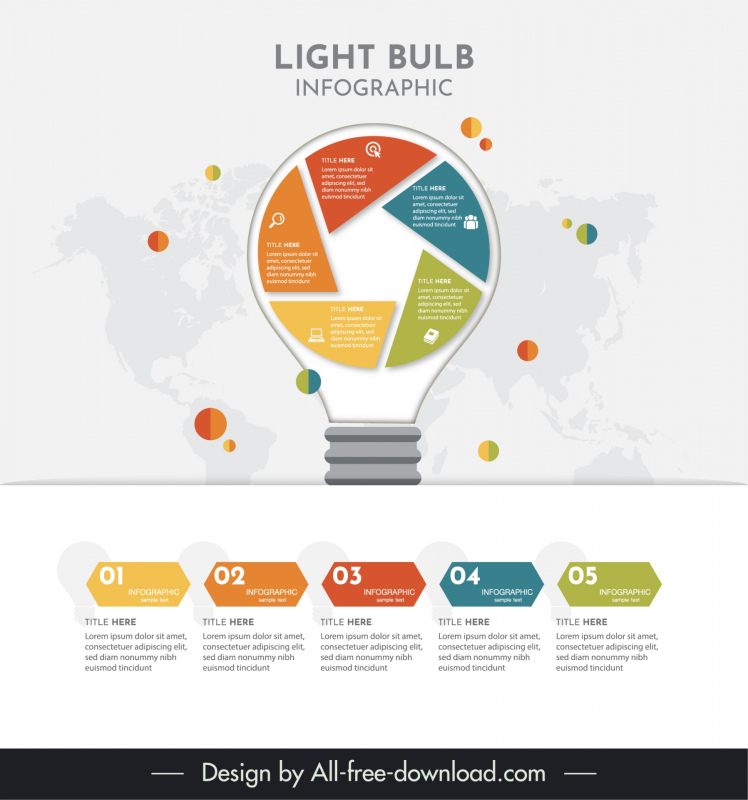 light bulb infographic template flat modern elegance 
