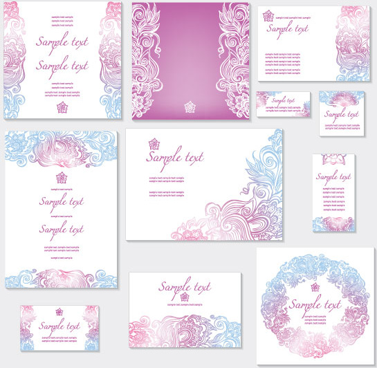 light color decorative pattern cards vector