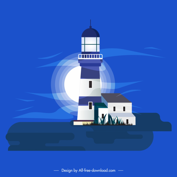 lighthouse painting classical colored dark design moonlight decor