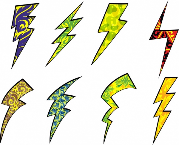lightning design elements various colored shapes isolation