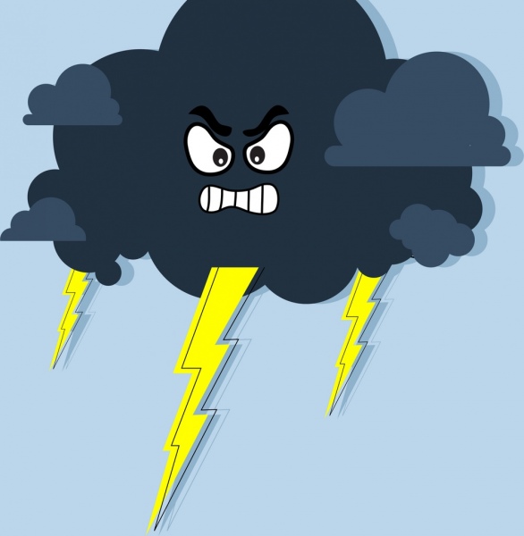 lightning icon stylized style angry emotion design