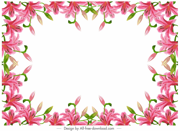 lily border template modern colorful blooming decor