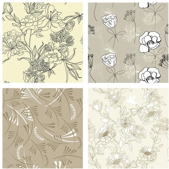 flora pattern templates classic handdrawn sketch