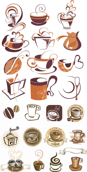 line coffee elements vector graphic