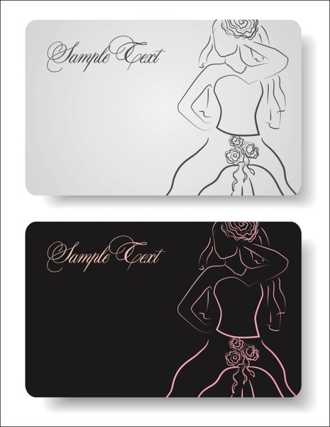lines of the bride business cards vector