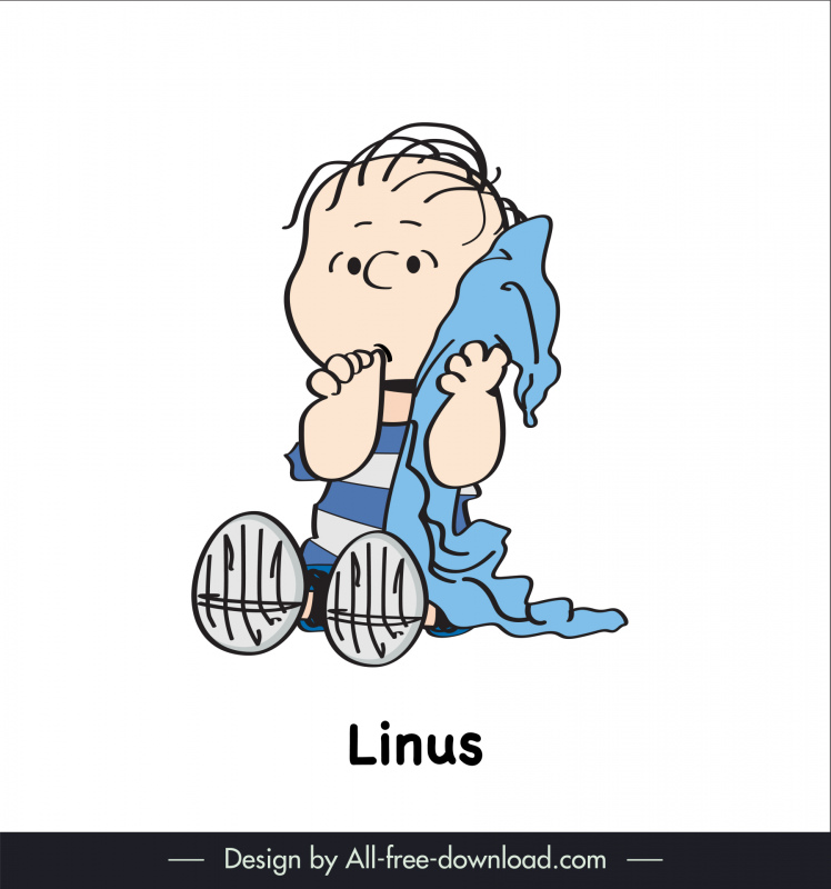 linus of peanut snoopy icon cute handdrawn cartoon baby sketch