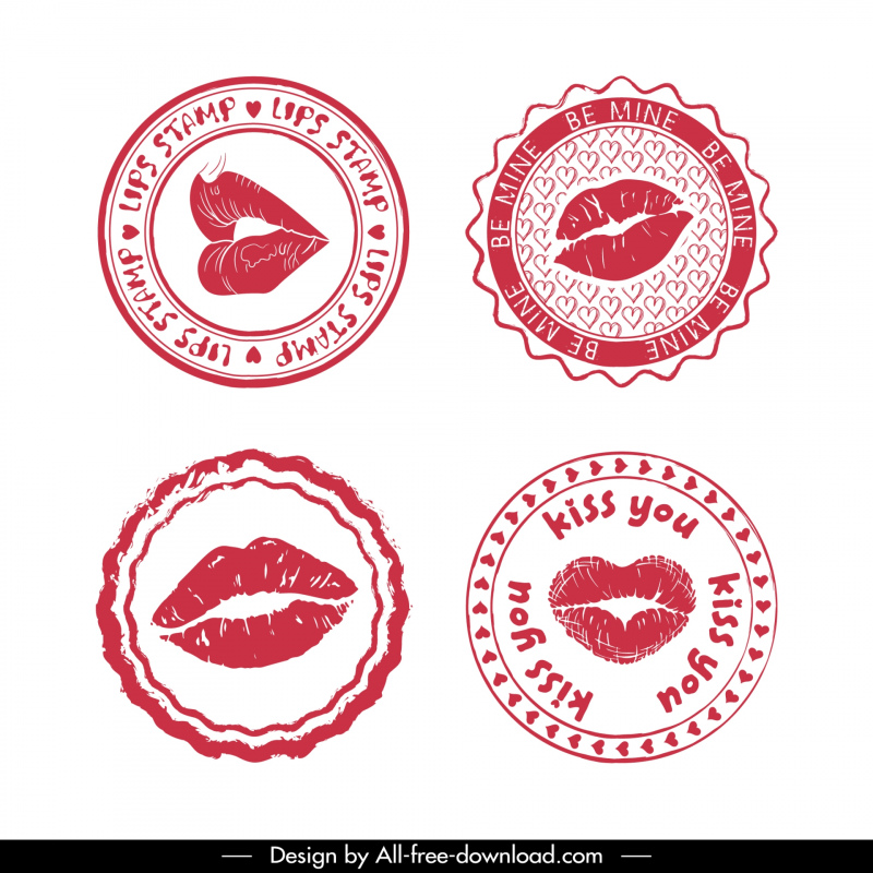 lips stamps templates flat classic circles
