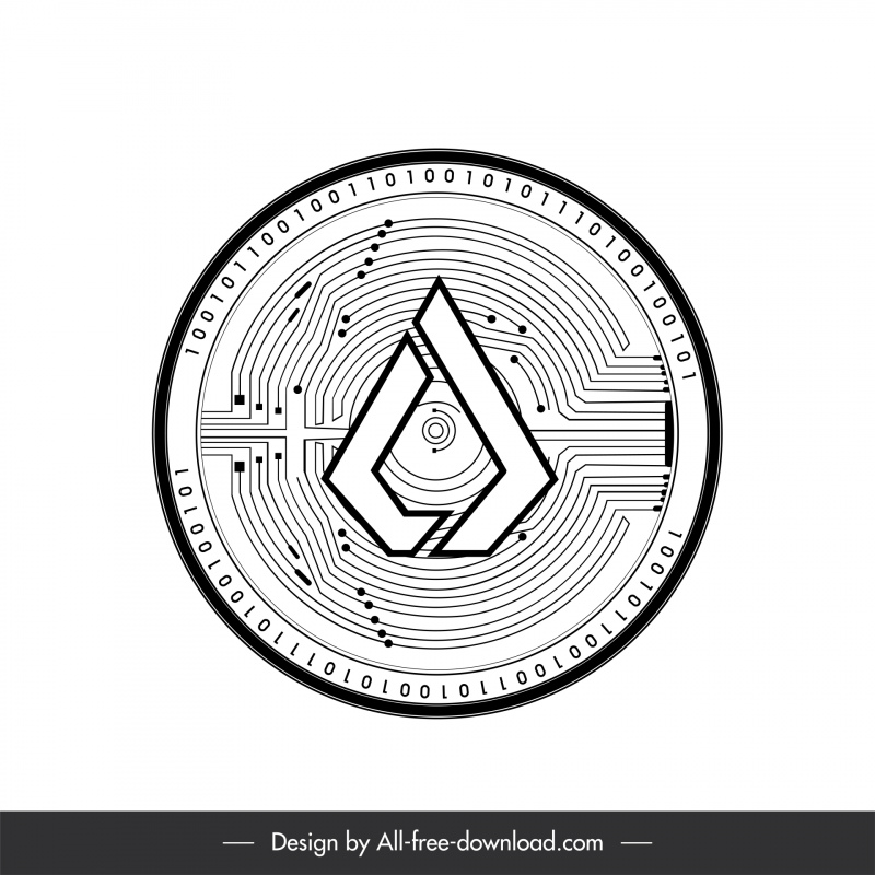 lisk coins sign icon geometric round shape outline